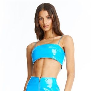 I AM GIA BRIGHT BLUE PVC ISLA CROP TOP (NWT)